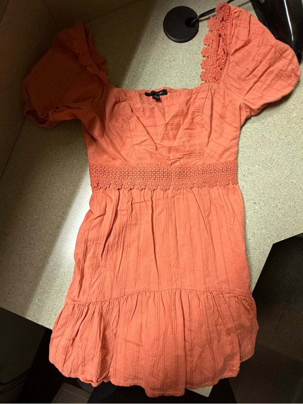 City Studio Terracotta Lace-Trimmed Mini Dress